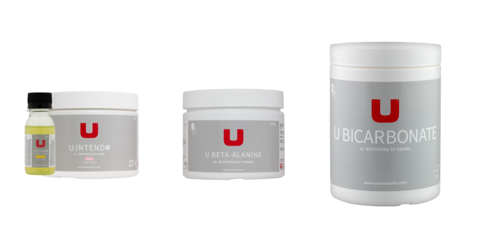 U Intend, U Beta-Alanin och U Bicarbonate bikarbonatkapslar