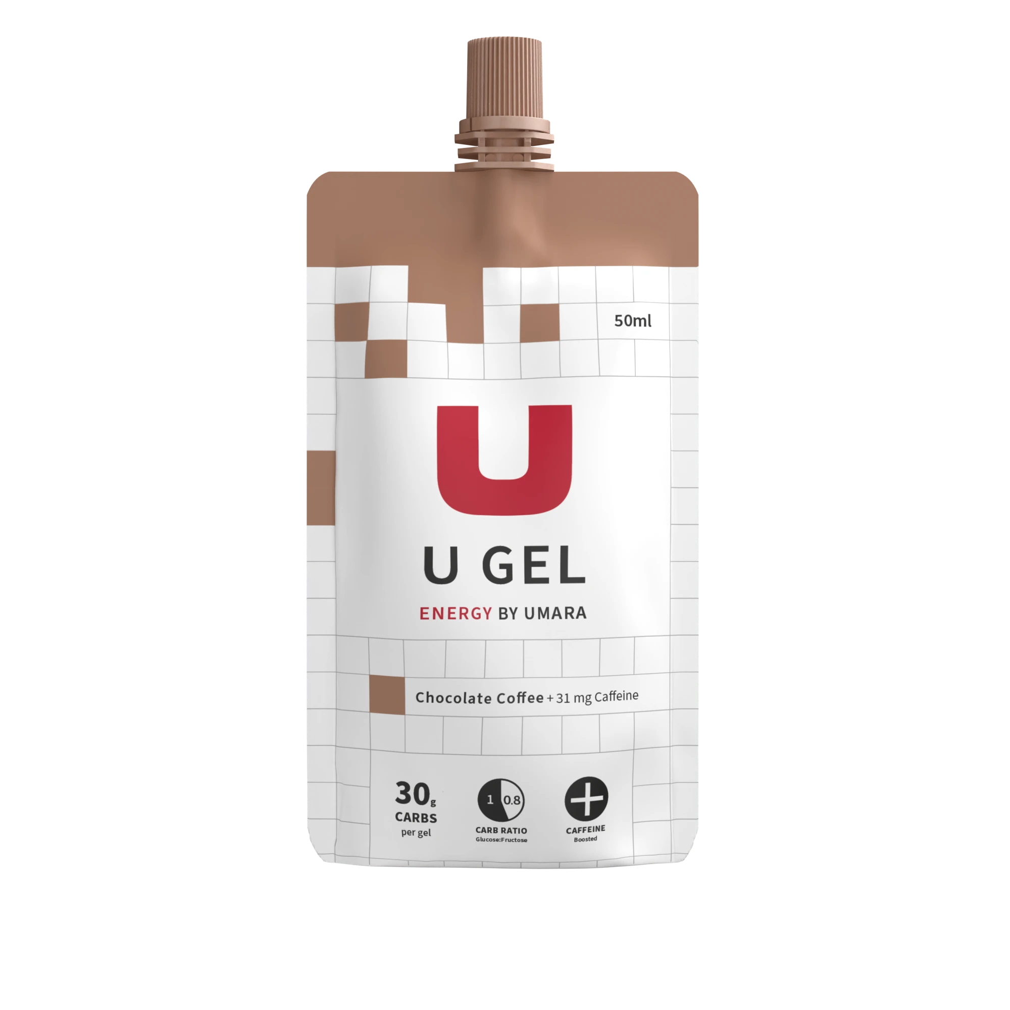 U Gel - Twist Cap (30g Carbs) Suklaa/Kahvi + Kofeiini