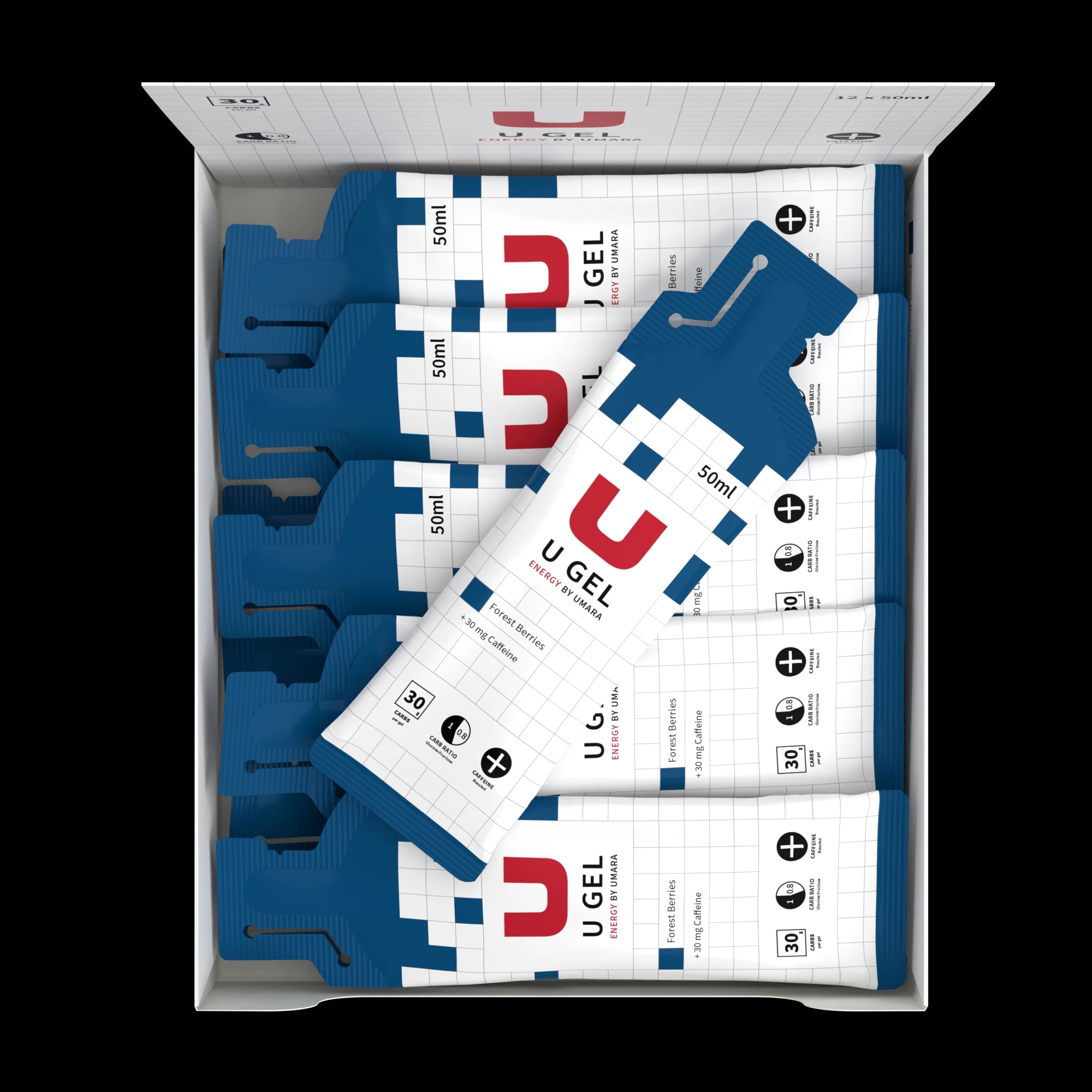 U Gel (30g Carbs) Skogsbär + koffein (12-pack) - ÅTER I LAGER V.16-17